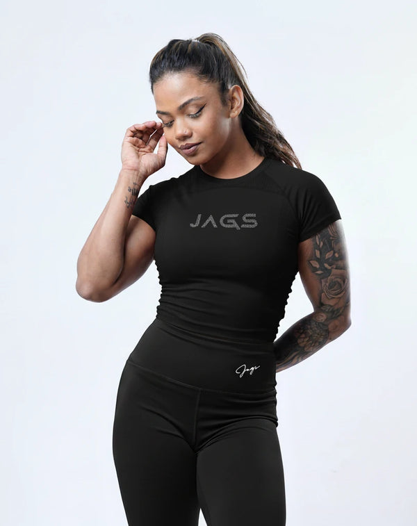 SeamTech ProFit T-Shirt Black With Logo - Seamless