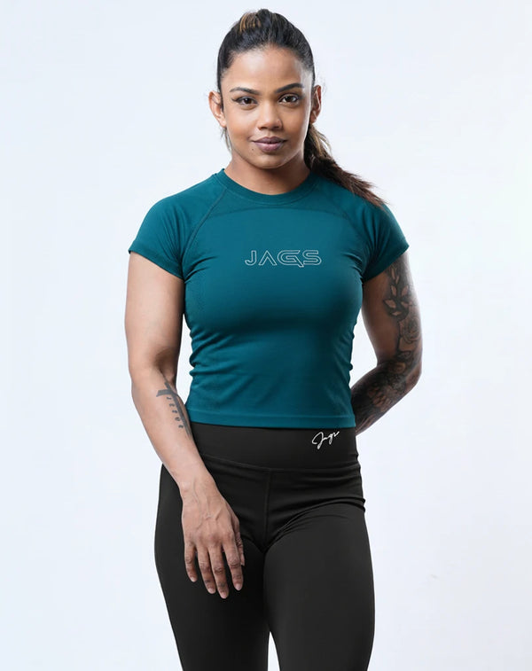 SeamTech ProFit T-Shirt Teal Green With Logo - Seamless