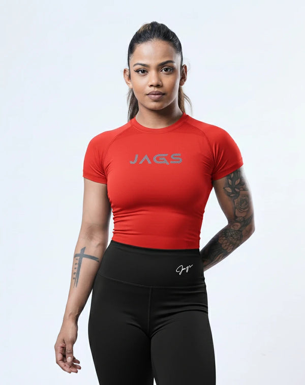 SeamTech ProFit T-Shirt Red With Front Logo - Seamless