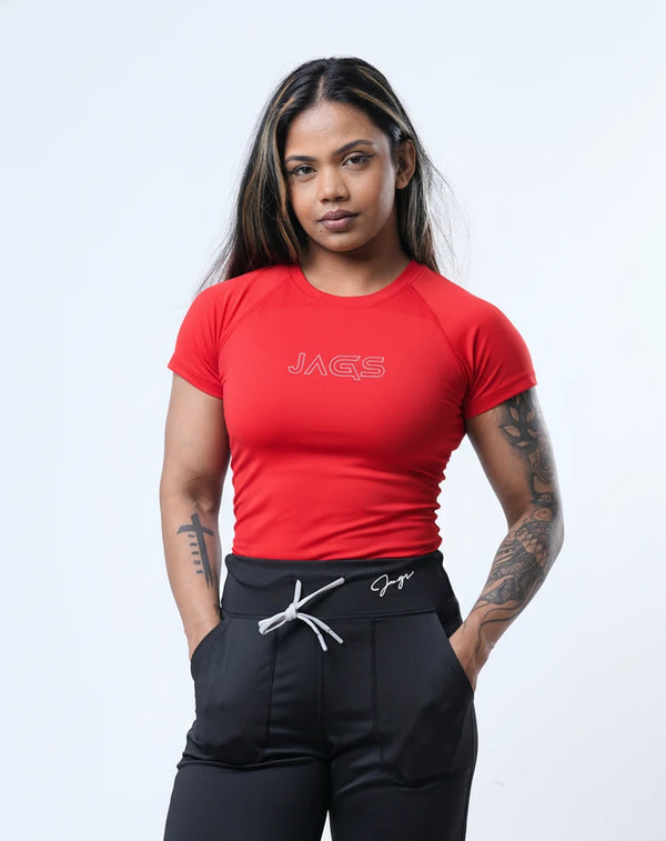 SeamTech ProFit T-Shirt Red With Front Logo - Seamless
