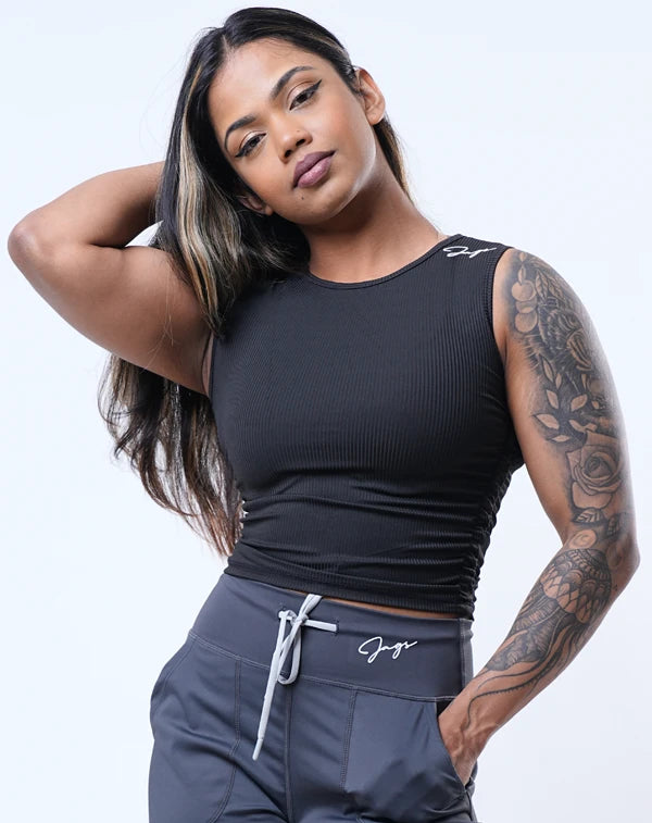 Ribbed Sleeveless Fitted - Crop Top